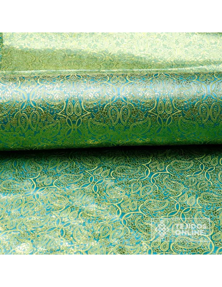 Tela para Reyes Magos Brocado Cachemira Turquesa - Reyes Magos - Imagen 4