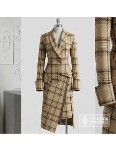 Lana Cuadros Camel Aberdeen · Tela clásica de vestir - Imagen 2