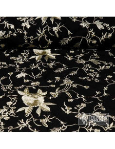 Viscosa Bordada Mantón de Manila Negro