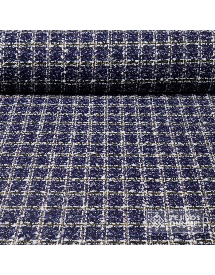 Lana Cuadro Paris Azul Marino | Telas para Confección de Moda - Imagen 1