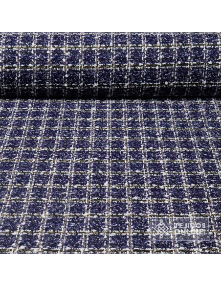 Lana Cuadro Paris Azul Marino | Telas para Confección de Moda - Imagen 1