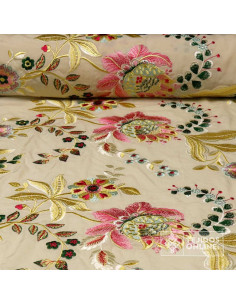 Tela Mantón de Manila Beige Bordado Primavera