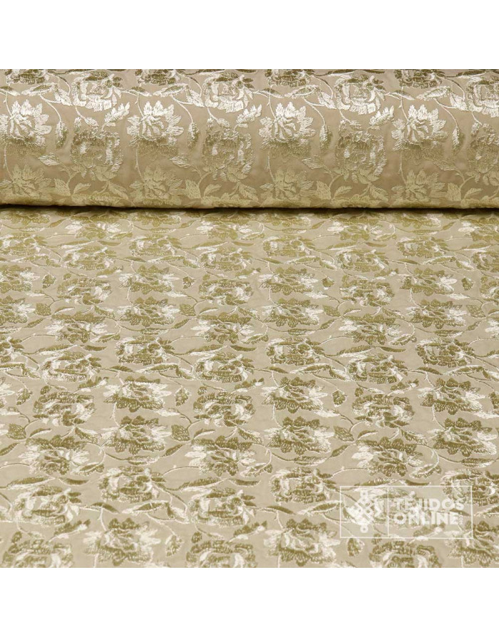 Tela Mantón de Manila Camel Bordada - Tela Mantón de Manila - Imagen 1