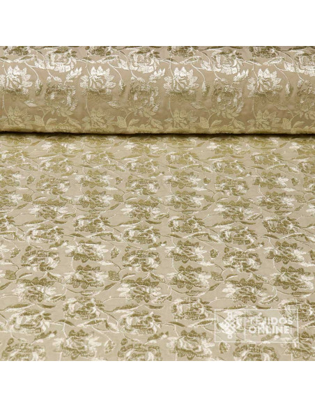 Tela Mantón de Manila Camel Bordada - Tela Mantón de Manila - Imagen 1