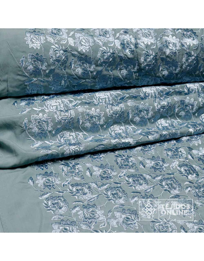 Tela Mantón de Manila Aguamarina - Tela Mantón de Manila - Imagen 3