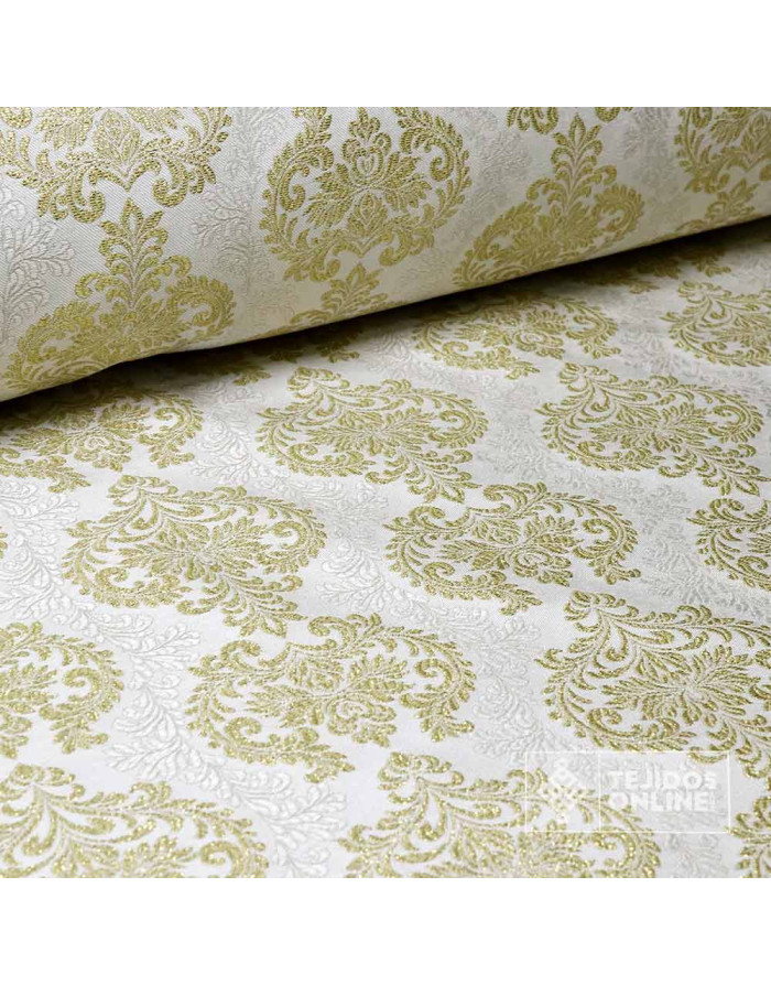 Brocado Blanco Con Dorado Roma - Telas Cofrades - Imagen 3