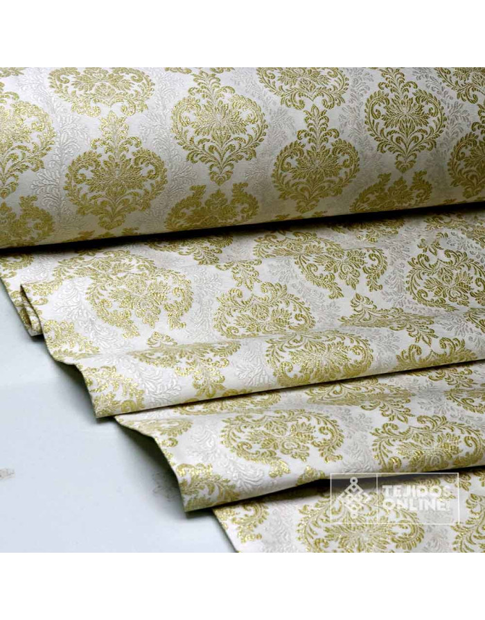 Brocado Blanco Con Dorado Roma - Telas Cofrades - Imagen 4