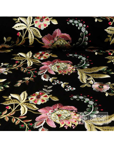 Tela Mantón de Manila Negro Bordado Primavera