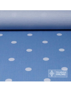 Tela de Lunares Celeste con Azul