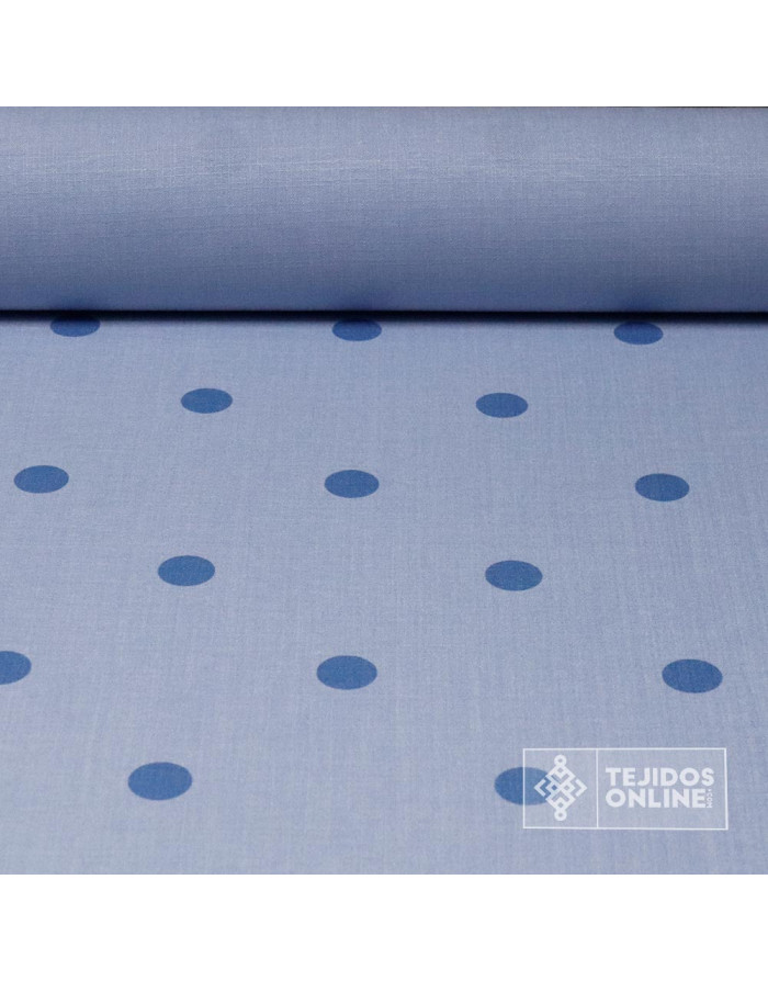 Tela de Lunares Celeste con Azul - Telas de Lunares Azules - Imagen 1