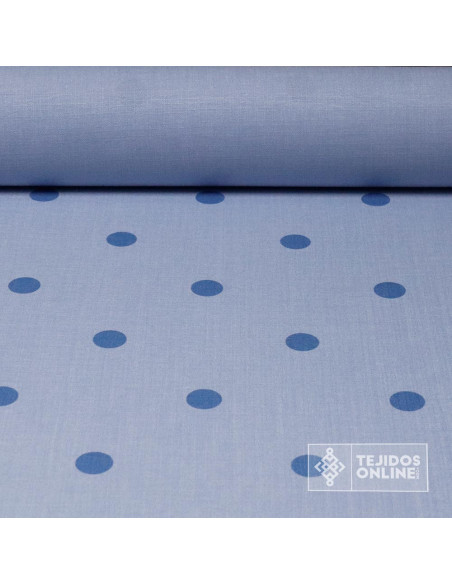 Tela de Lunares Celeste con Azul - Telas de Lunares Azules - Imagen 1