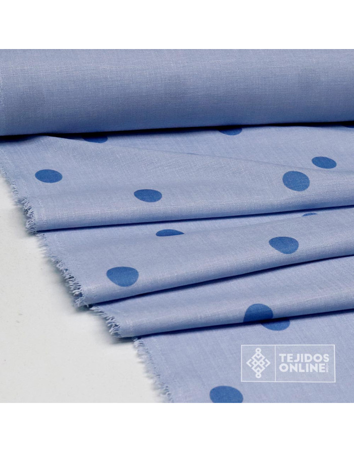 Tela de Lunares Celeste con Azul - Telas de Lunares Azules - Imagen 2