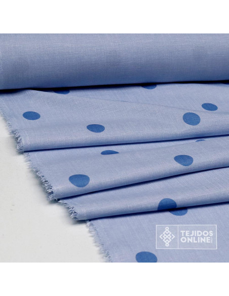 Tela de Lunares Celeste con Azul - Telas de Lunares Azules - Imagen 2