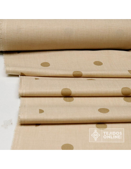 Tela de Lunares Camel y Beige - Telas de Lunares - Imagen 2