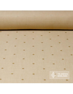 Tela Beige Con Lunares Camel Lenteja