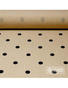 Tela de Lunares Beige y Negro