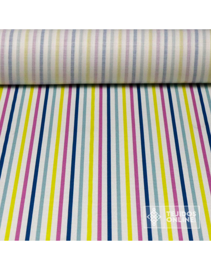 Tela De Flamenca con Rayas Multicolor - Telas de Lunares - Imagen 1