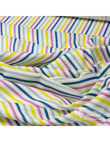 Tela De Flamenca con Rayas Multicolor - Telas de Lunares - Imagen 3