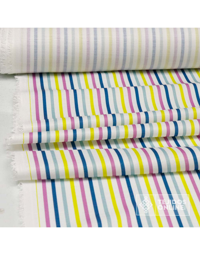 Tela De Flamenca con Rayas Multicolor - Telas de Lunares - Imagen 4