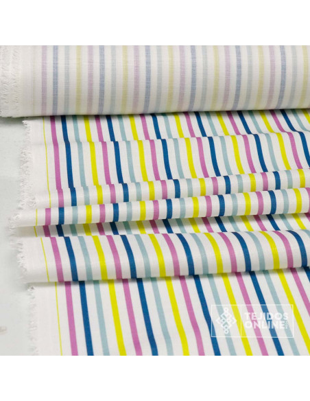 Tela De Flamenca con Rayas Multicolor - Telas de Lunares - Imagen 4