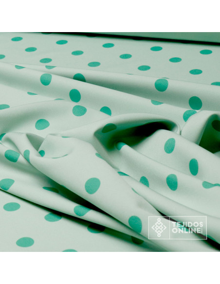 Tela Verde Agua Lunar Oscuro Flamenca - Telas de Lunares - Imagen 4