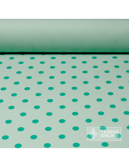 Tela Verde Agua Lunar Oscuro Flamenca - Telas de Lunares - Imagen 1