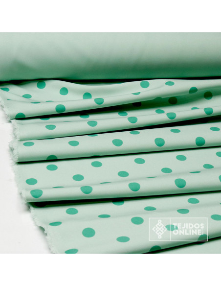 Tela Verde Agua Lunar Oscuro Flamenca - Telas de Lunares - Imagen 3