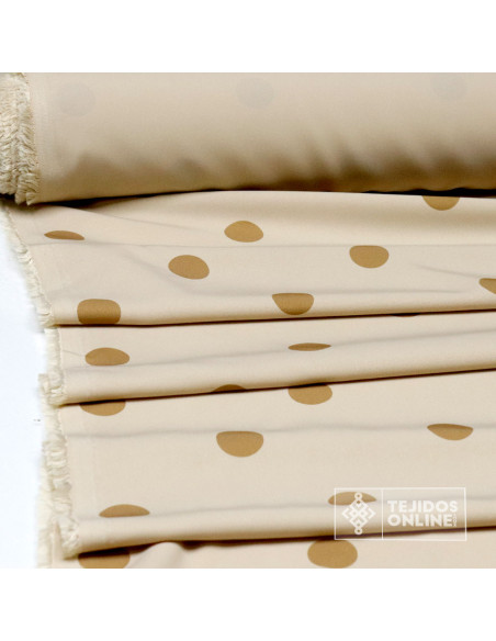 Tela Con Lycra Beige Lunar Grande - Telas de Lunares - Imagen 3