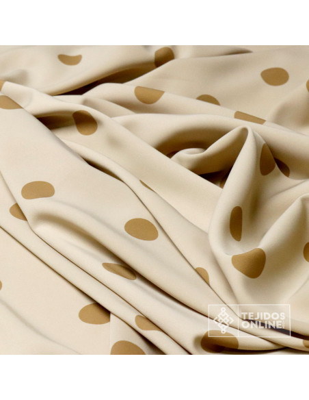 Tela Con Lycra Beige Lunar Grande - Telas de Lunares - Imagen 4
