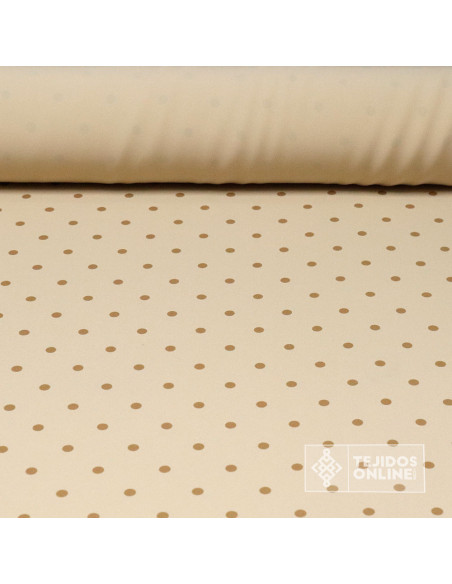 Tela Beige con Lycra Lunar Pequeño - Telas de Lunares - Imagen 1