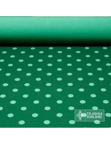 Tela Verde Botella Lunar Esmeralda - Telas de Lunares - Imagen 1