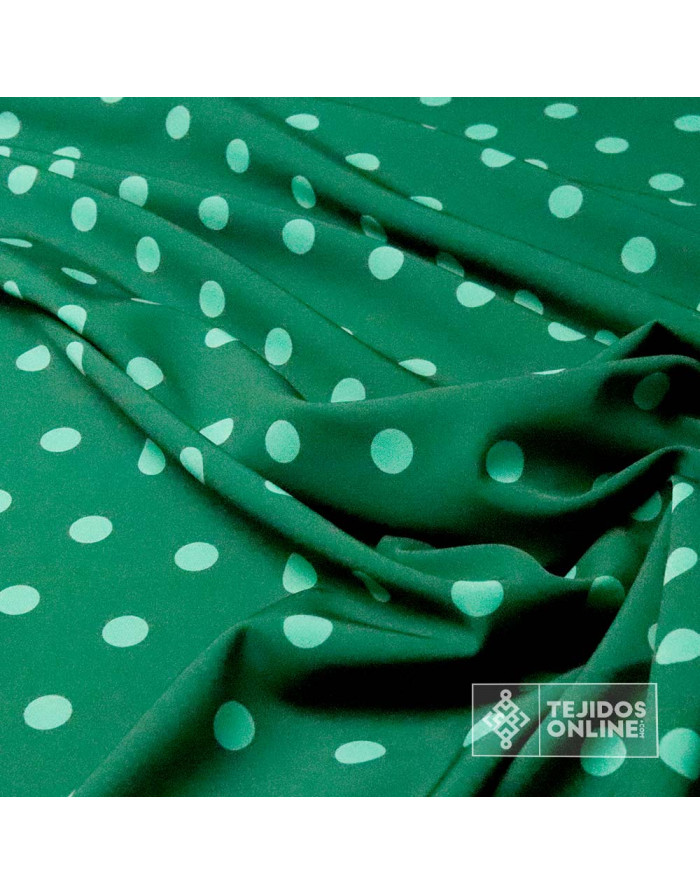 Tela Verde Botella Lunar Esmeralda - Telas de Lunares - Imagen 3