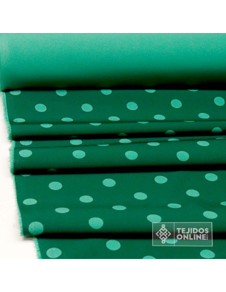 Tela Verde Botella Lunar Esmeralda - Telas de Lunares - Imagen 4