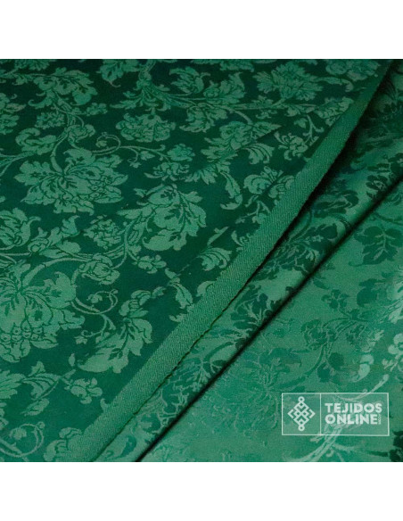 Tela Damasco Verde Floral Sintra - Retal - Imagen 2