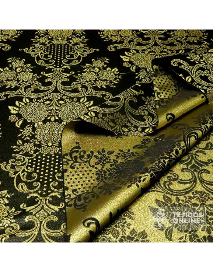Brocado Negro con Dorado Almería - Retal - Telas Online - Imagen 2