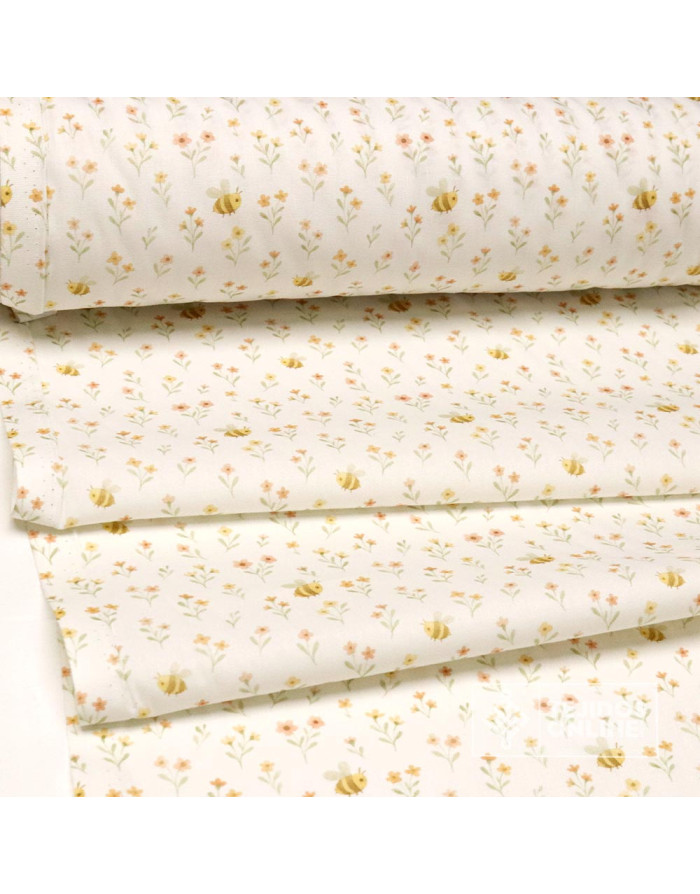 Tela de Infantil con Flores y Abeja - 100% Algodón Infantil - Imagen 3