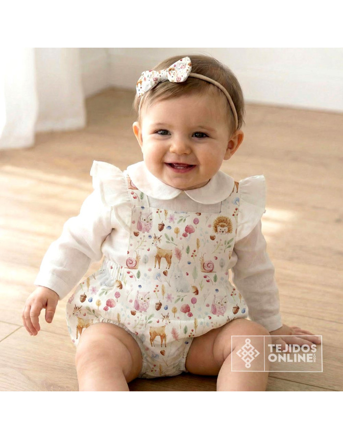 Tela de Infantil con Animales de Bosque Fucsia - 100% Algodón Infantil - Imagen 2