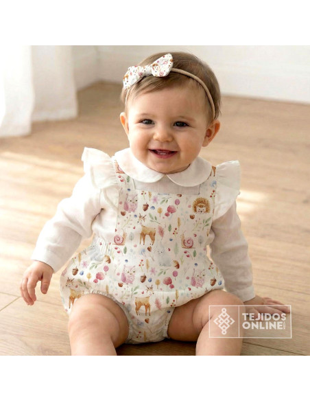 Tela de Infantil con Animales de Bosque Fucsia - 100% Algodón Infantil - Imagen 2