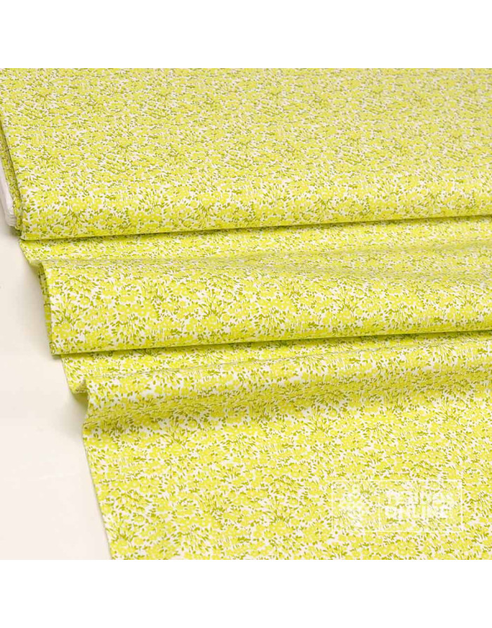 Tela Estampada Flores Azafata y Verde - 100% Algodón Infantil - Imagen 2