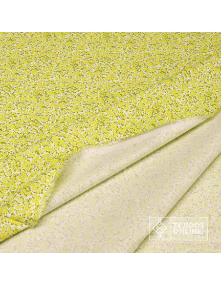 Tela Estampada Flores Azafata y Verde - 100% Algodón Infantil - Imagen 3