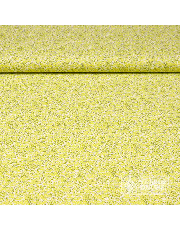 Tela Estampada Flores Azafata y Verde - 100% Algodón Infantil - Imagen 1