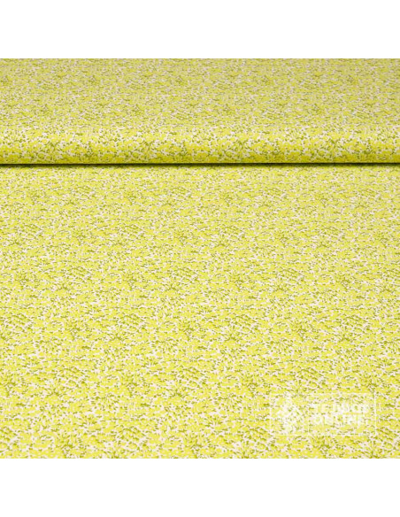 Tela Estampada Flores Azafata y Verde - 100% Algodón Infantil - Imagen 1