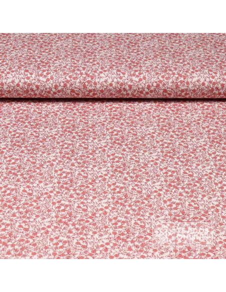 Tela Algodón Flores Burdeos Ramo | Tela de Flores - Imagen 1