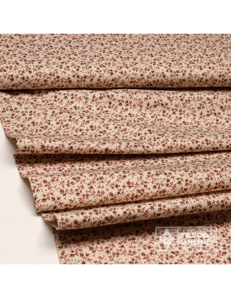 Tela Fondo Beige Ramos Liberty Burdeos  | Tela de Flores - Imagen 2