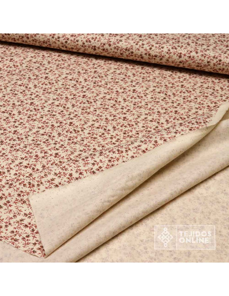 Tela Fondo Beige Ramos Liberty Burdeos  | Tela de Flores - Imagen 3