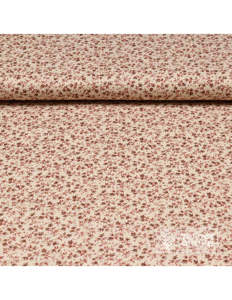 Tela Fondo Beige Ramos Liberty Burdeos  | Tela de Flores - Imagen 1