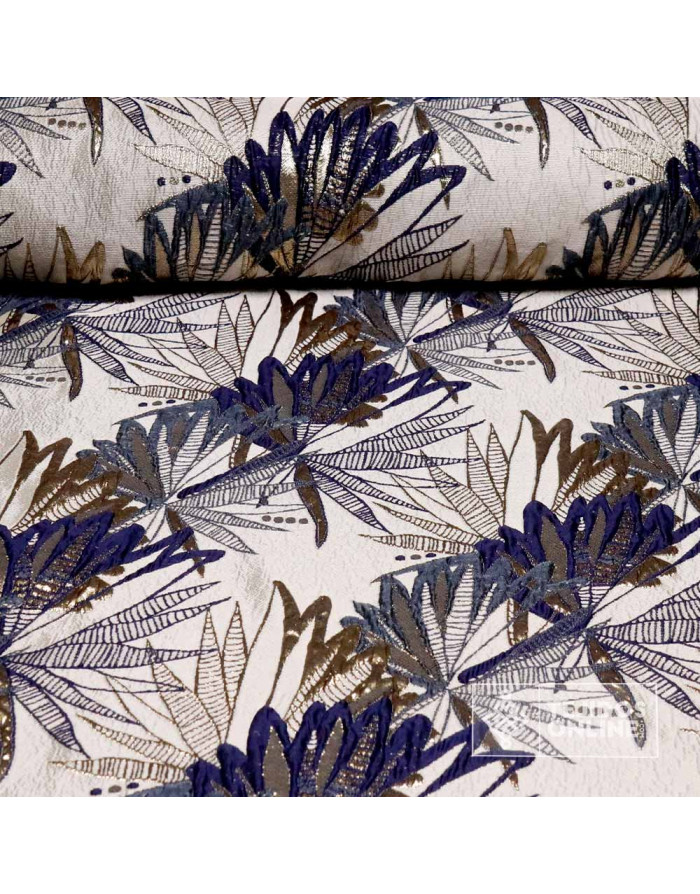Tela Jacquard Metalizado Azul Marino - Telas de Moda - Imagen 1