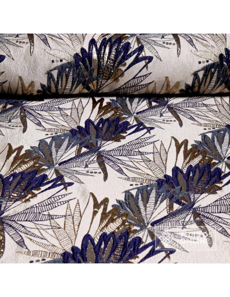 Tela Jacquard Metalizado Azul Marino - Telas de Moda - Imagen 1