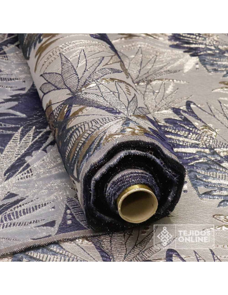 Tela Jacquard Metalizado Azul Marino - Telas de Moda - Imagen 2