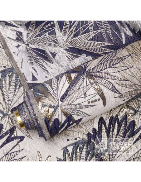 Tela Jacquard Metalizado Azul Marino - Telas de Moda - Imagen 3